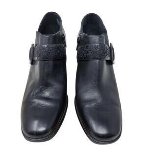 Clarks Artisan Collection Black Leather Upper 3" Heel Ankle Boots Women's 7.5